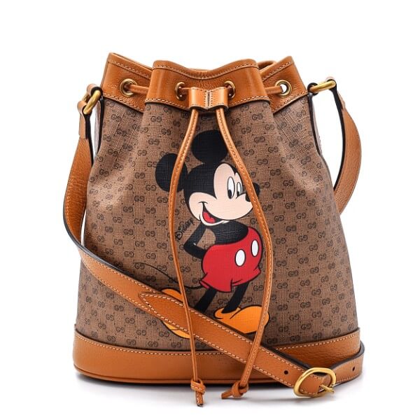 Gucci - Gucci x Disney GG Supreme Beige Mickey Mouse Coated Canvas and Leather Bucket Bag